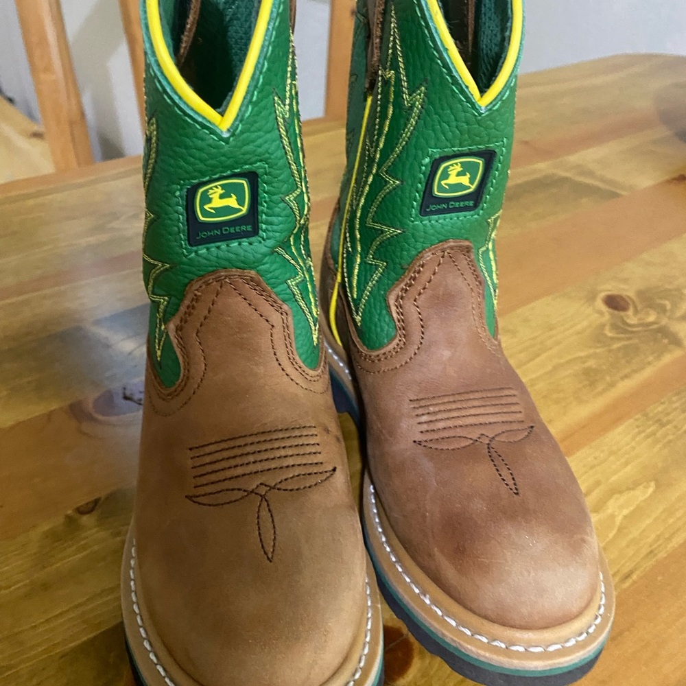 John Deere Green and Brown Cowboy Boots